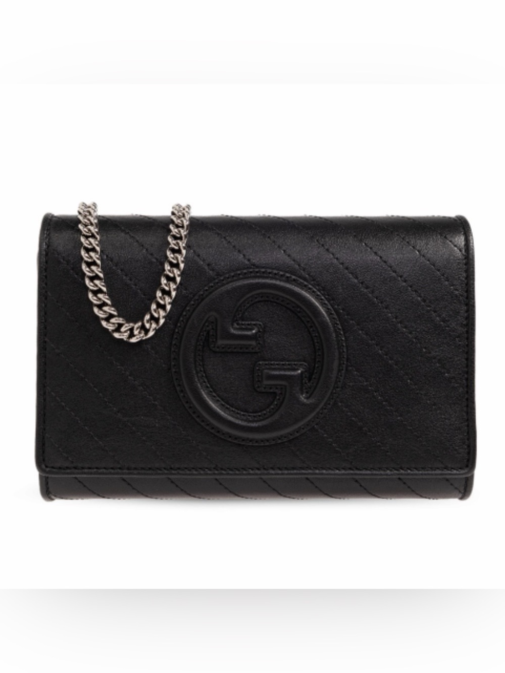 GUCCI Blondie GG logo quilted leather wallet on chain crossbody bag